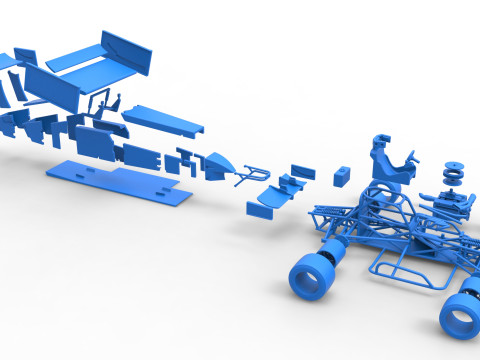 Supermodified front engine Winged race car V4 Scale 1 to 25 3D printmodel
