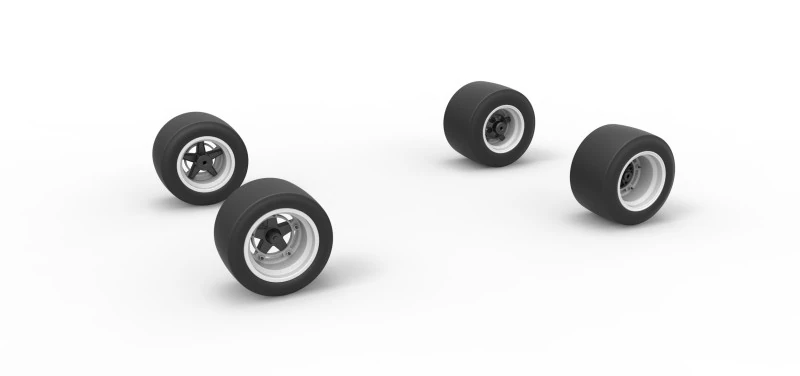 Wheel set of Asphalt Supermodified stock car Version 2 Scale 1 to 25 3D Print Model .c4d .max .obj .3ds .fbx .stl .blend 