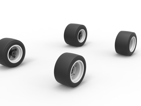Wheel set of Asphalt Supermodified stock car Version 2 Scale 1 to 25 Modèles 3D en vedette