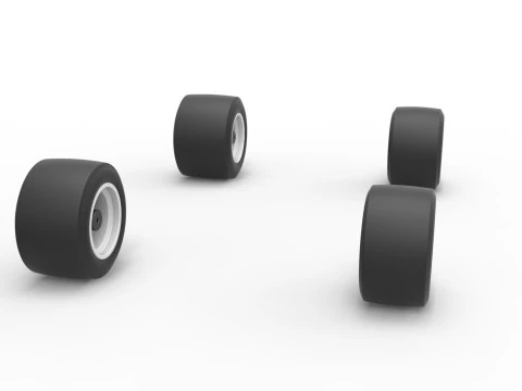 Wheel set of Asphalt Supermodified stock car Version 2 Scale 1 to 25 3D Print Model