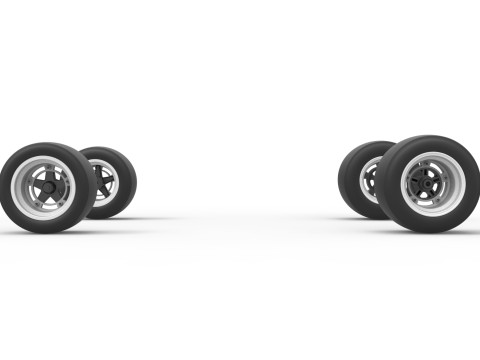 Wheel set of Asphalt Supermodified stock car Version 2 Scale 1 to 25 Modèles 3D en vedette