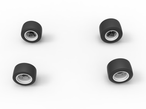 Wheel set of Asphalt Supermodified stock car Version 2 Scale 1 to 25 Modèles 3D en vedette