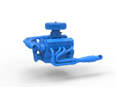 Motore V8 per auto da corsa supermodificata Versione 4 Scala da 1 a 25 Modello di stampa 3D