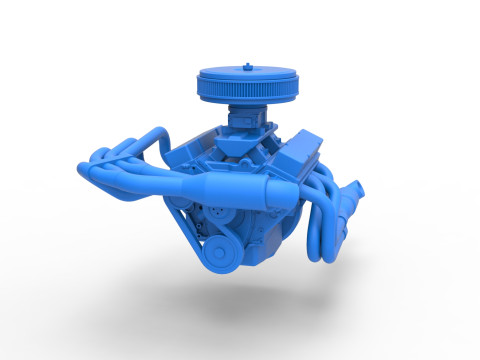 Engine V8 for Supermodified race car Version 4 Scale 1 to 25 3D Print Model