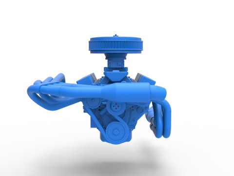 Engine V8 for Supermodified race car Version 4 Scale 1 to 25 3D Print Model