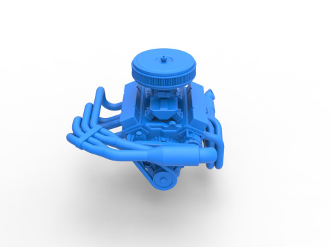 Engine V8 for Supermodified race car Version 4 Scale 1 to 25 3D Print Model