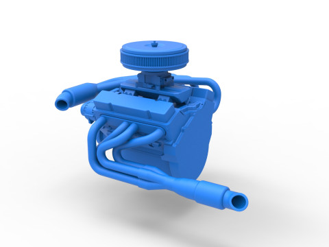 Engine V8 for Supermodified race car Version 4 Scale 1 to 25 3D Print Model
