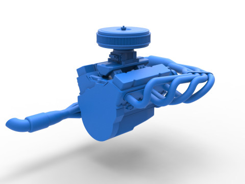 Engine V8 for Supermodified race car Version 4 Scale 1 to 25 3D Print Model