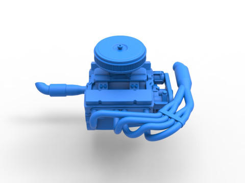 Engine V8 for Supermodified race car Version 4 Scale 1 to 25 3D Print Model