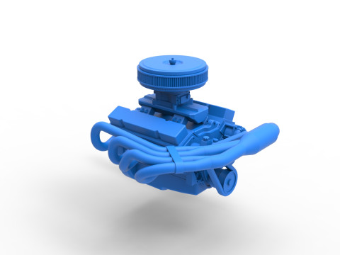 Engine V8 for Supermodified race car Version 4 Scale 1 to 25 3D Print Model
