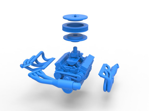 Engine V8 for Supermodified race car Version 4 Scale 1 to 25 3D Print Model