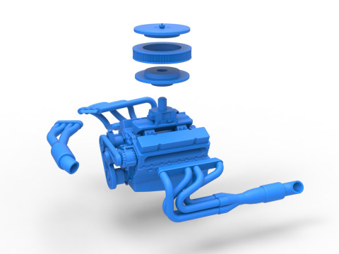 Engine V8 for Supermodified race car Version 4 Scale 1 to 25 3D Print Model