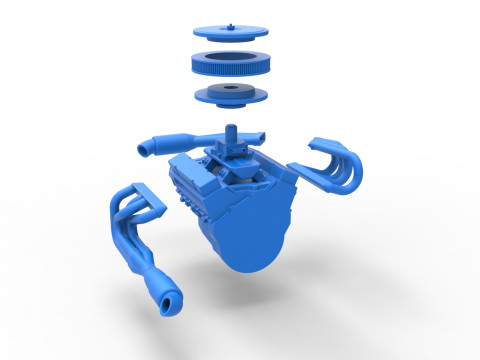 Engine V8 for Supermodified race car Version 4 Scale 1 to 25 3D Print Model