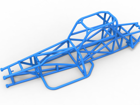 Frame of Supermodified front engine race car V4 Scale 1 to 25 Model Cetak 3D
