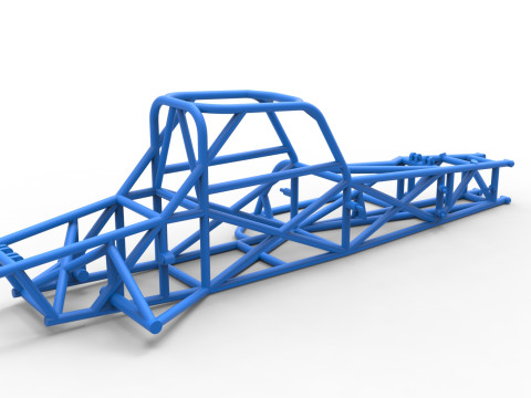 Frame of Supermodified front engine race car V4 Scale 1 to 25 Model Cetak 3D