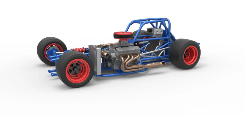 Supermodifizierter Rennwagen mit Frontmotor, Basisversion 4, Ma&szlig;stab 1 bis 25 3D Druckmodell .c4d .max .obj .3ds .fbx .stl .blend 