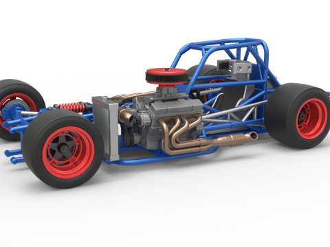 Supermodified front engine race car Base Version 4 Scale 1 to 25 Model Cetak 3D