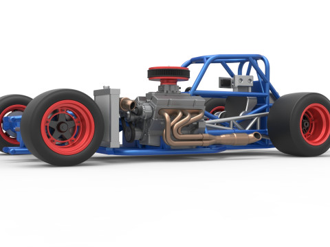 Supermodified front engine race car Base Version 4 Scale 1 to 25 3D Принт Модель