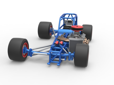 Supermodified front engine race car Base Version 4 Scale 1 to 25 3D Принт Модель