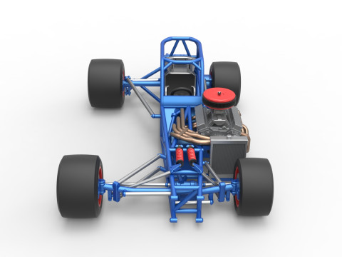 Supermodified front engine race car Base Version 4 Scale 1 to 25 3D Принт Модель
