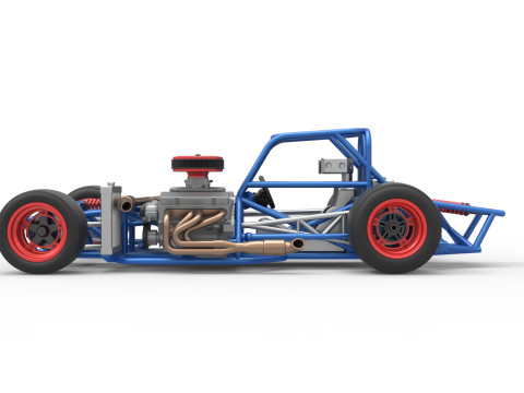 Supermodified front engine race car Base Version 4 Scale 1 to 25 3D Принт Модель