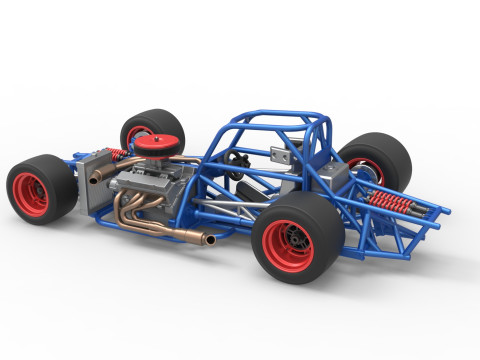 Supermodified front engine race car Base Version 4 Scale 1 to 25 3D Принт Модель