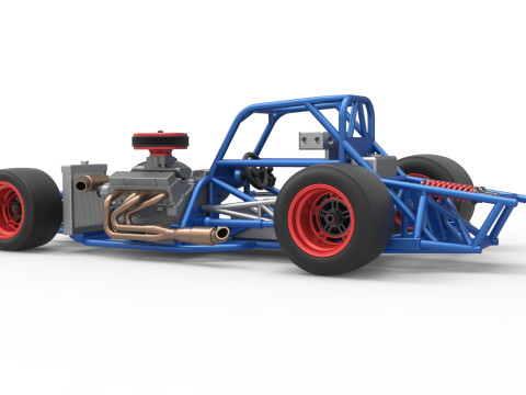 Supermodified front engine race car Base Version 4 Scale 1 to 25 3D Принт Модель