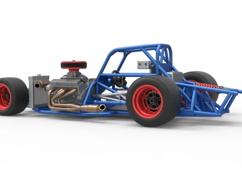 Supermodifizierter Rennwagen mit Frontmotor, Basisversion 4, Ma&szlig;stab 1 bis 25 3D Druckmodell