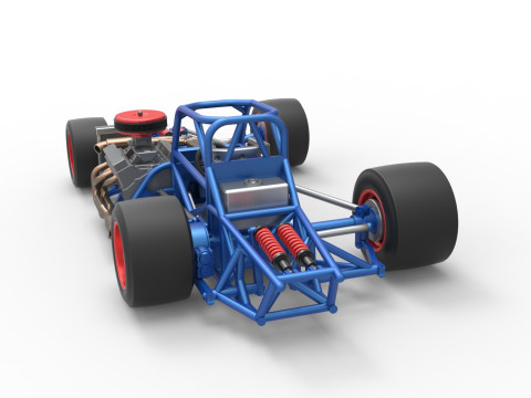 Supermodified front engine race car Base Version 4 Scale 1 to 25 3D Принт Модель