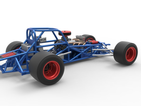 Supermodified front engine race car Base Version 4 Scale 1 to 25 3D Принт Модель
