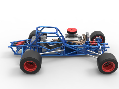 Supermodified front engine race car Base Version 4 Scale 1 to 25 3D Принт Модель