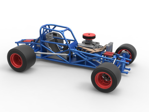 Supermodified front engine race car Base Version 4 Scale 1 to 25 3D Принт Модель