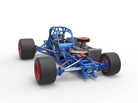 Supermodified front engine race car Base Version 4 Scale 1 to 25 3D Принт Модель