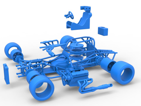 Supermodified front engine race car Base Version 4 Scale 1 to 25 3D Принт Модель