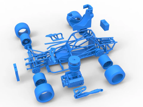 Supermodifizierter Rennwagen mit Frontmotor, Basisversion 4, Ma&szlig;stab 1 bis 25 3D Druckmodell