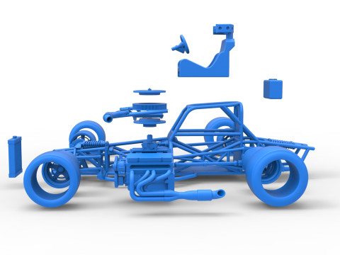 Supermodified front engine race car Base Version 4 Scale 1 to 25 3D Принт Модель