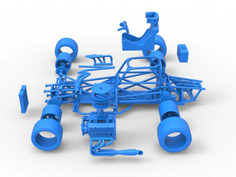 Supermodifizierter Rennwagen mit Frontmotor, Basisversion 4, Ma&szlig;stab 1 bis 25 3D Druckmodell