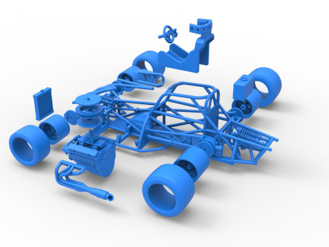 Supermodified front engine race car Base Version 4 Scale 1 to 25 3D Принт Модель
