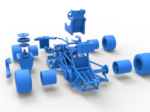 Supermodified front engine race car Base Version 4 Scale 1 to 25 3D Принт Модель