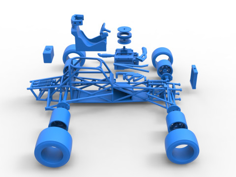 Supermodified front engine race car Base Version 4 Scale 1 to 25 3D Принт Модель