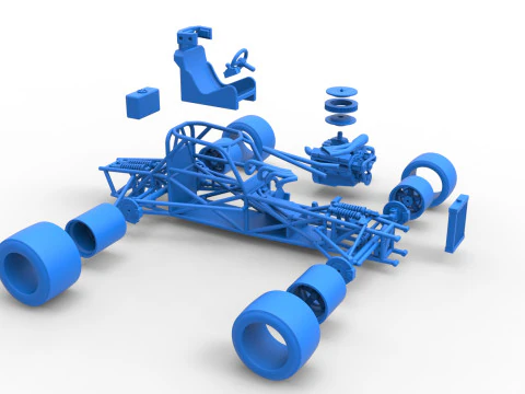 Supermodifizierter Rennwagen mit Frontmotor, Basisversion 4, Ma&szlig;stab 1 bis 25 3D Druckmodell