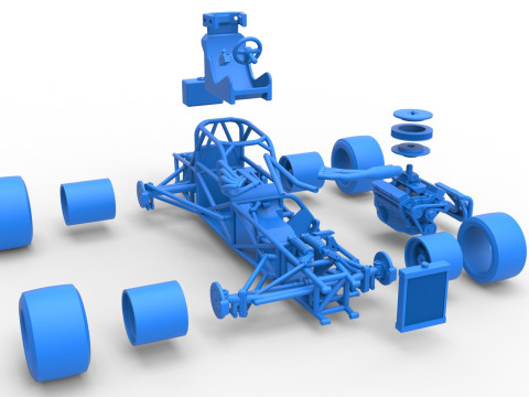 Supermodified front engine race car Base Version 4 Scale 1 to 25 3D Принт Модель