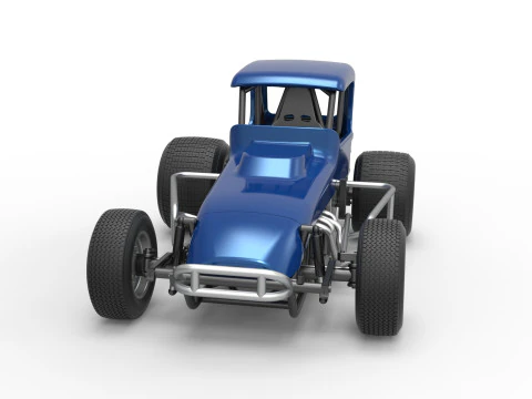 Vintage Sprint car Version 2 Scale 1 to 25 3D Print Model