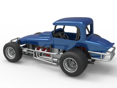 Vintage Sprint car Version 2 Scale 1 to 25 3D Print Model