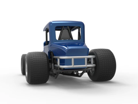 Vintage Sprint car Version 2 Scale 1 to 25 3D Print Model