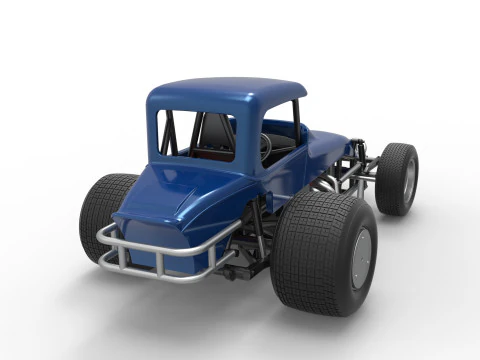 Vintage Sprint car Version 2 Scale 1 to 25 3D Print Model