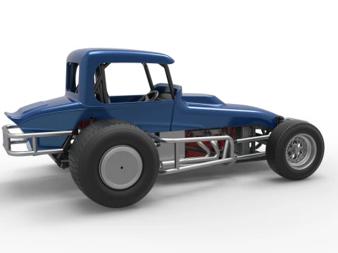 Vintage Sprint car Version 2 Scale 1 to 25 3D Print Model