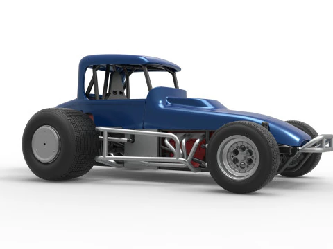 Vintage Sprint car Version 2 Scale 1 to 25 3D Print Model