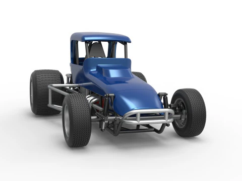 Vintage Sprint car Version 2 Scale 1 to 25 3D Print Model