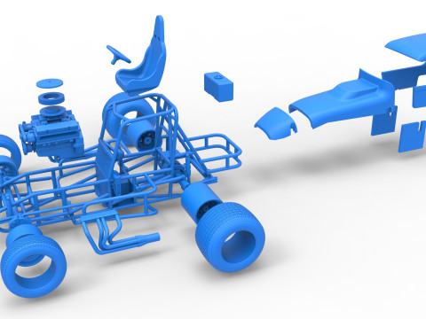 Vintage Sprint car Version 2 Scale 1 to 25 3D प्रिंट मॉडल